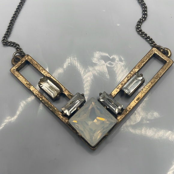 Vintage crystal two-tone necklace - Picture 2 of 5